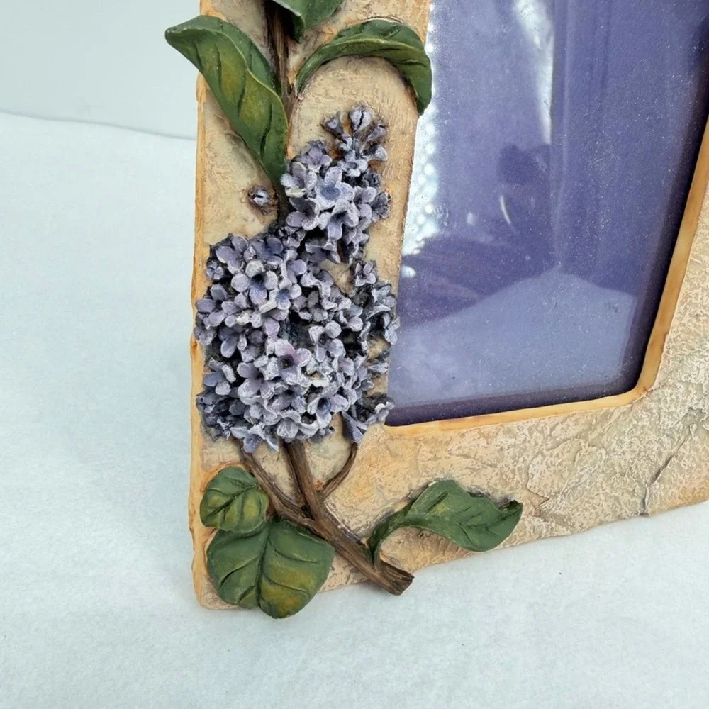 Picture Frame 3D Raised Lilac Flower Floral Stone Texture Cottagecore Decor